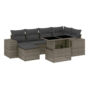 vidaXL 7 Piece Poly Rattan Sofa Set in Gray