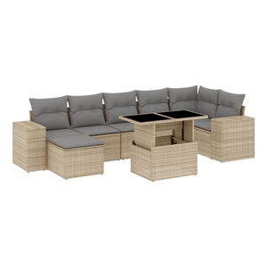 vidaXL 8 Piece Steel Sofa Set in Beige