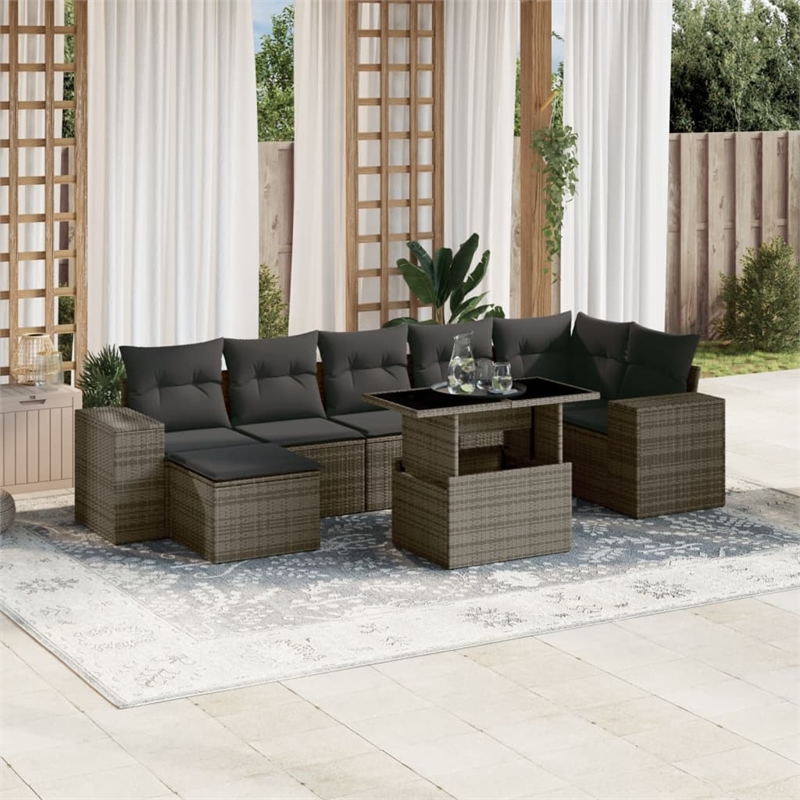 vidaXL 8 Piece Poly Rattan Sofa Set in Gray