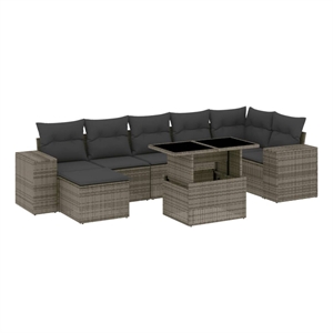 vidaXL 8 Piece Poly Rattan Sofa Set in Gray