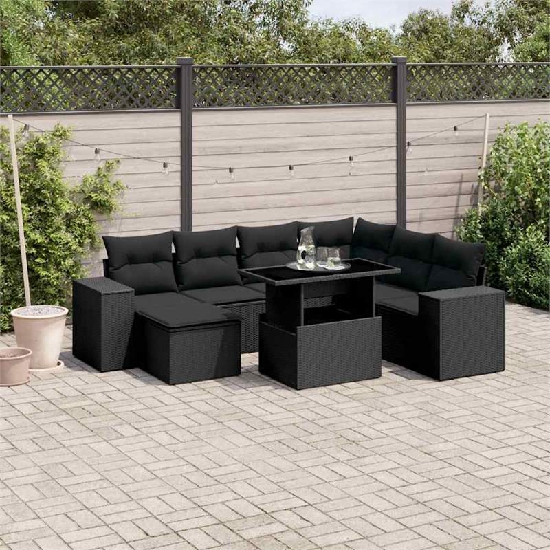 vidaXL 8 Piece Steel Sofa Set in Black