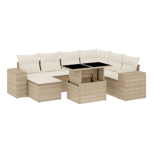 vidaXL 8 Piece Poly Rattan Sofa Set in Beige