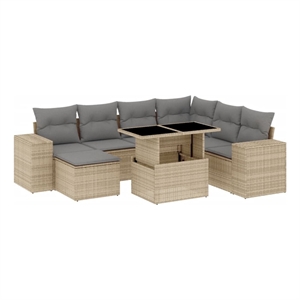 vidaXL 8 Piece Poly Rattan Sofa Set in Gray/Beige
