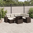 vidaXL 8 Piece Poly Rattan Sofa Set in White/Brown/Cream