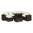vidaXL 8 Piece Poly Rattan Sofa Set in White/Brown/Cream