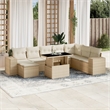 vidaXL 9 Piece Poly Rattan Sofa Set in White/Cream/Beige