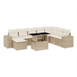 vidaXL 9 Piece Poly Rattan Sofa Set in White/Cream/Beige