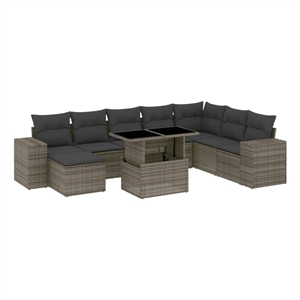 vidaXL 9 Piece Poly Rattan Sofa Set in Gray