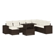 vidaXL 9 Piece Steel Sofa Set in White/Brown/Cream