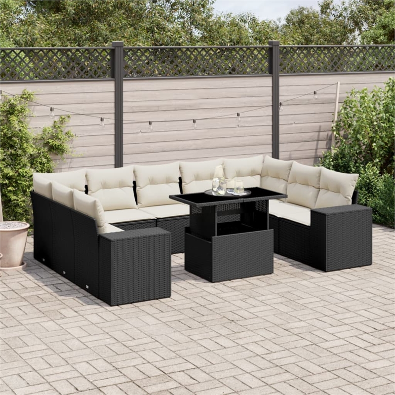 vidaXL 10 Piece Steel Large Sofa Set in Black