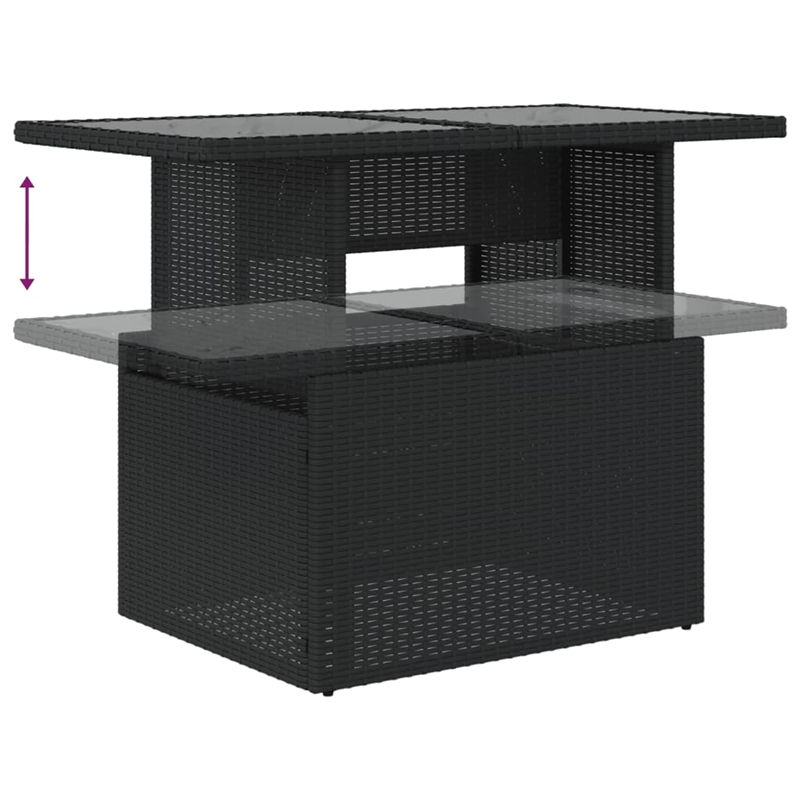vidaXL 10 Piece Steel Large Sofa Set in Black