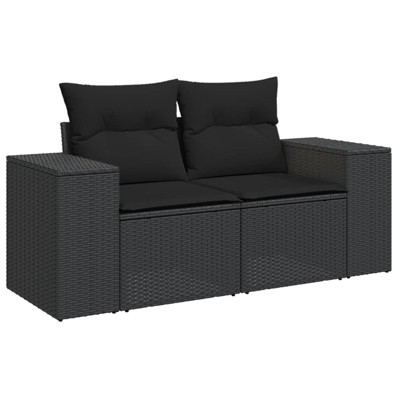 vidaXL 10 Piece Steel Large Sofa Set in Black