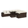 vidaXL 10 Piece Sofa Set in White/Brown/Cream
