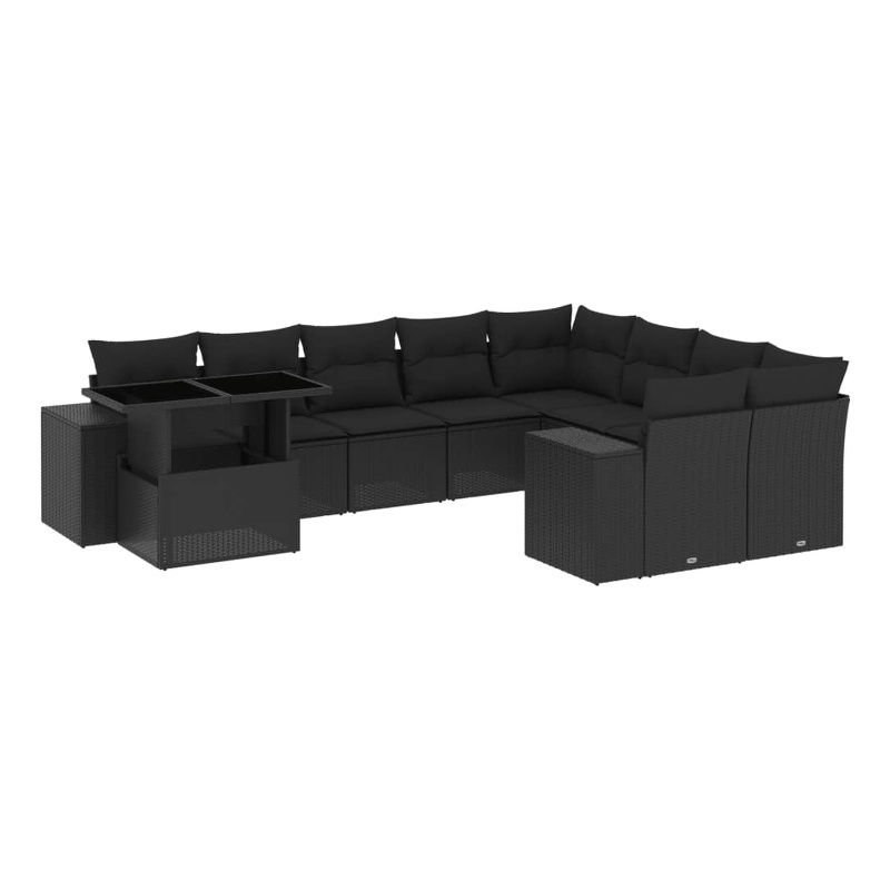 vidaXL 10 Piece Steel Sofa Set in Black