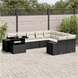vidaXL 10 Piece Steel Sofa Set in Black/White/Cream