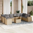 vidaXL 11 Piece Poly Rattan Patio Sofa Set in Gray/Beige