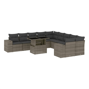 vidaXL 11 Piece Poly Rattan Standard Sofa Set in Gray
