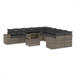 vidaXL 11 Piece Poly Rattan Standard Sofa Set in Gray