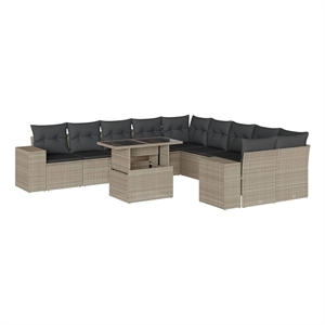 vidaXL 11 Piece Poly Rattan Sofa Set in Gray