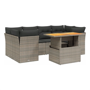 vidaXL 7 Piece Poly Rattan Sofa Set in Gray