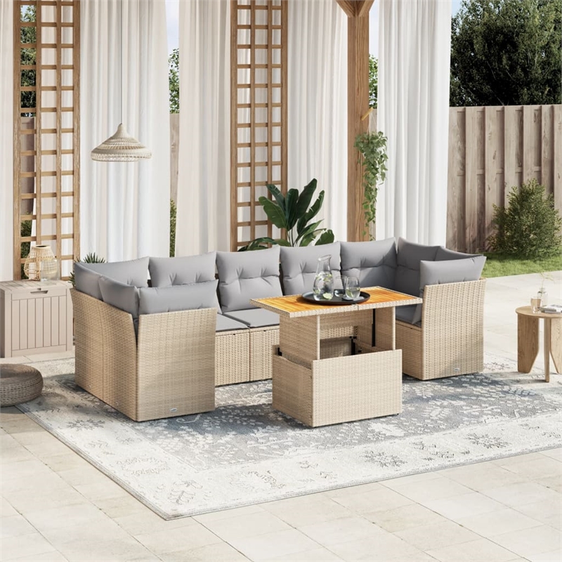 vidaXL 8 Piece Sofa Set in Beige