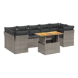 vidaXL 8 Piece Solid Acacia Wood Large Sofa Set in Gray
