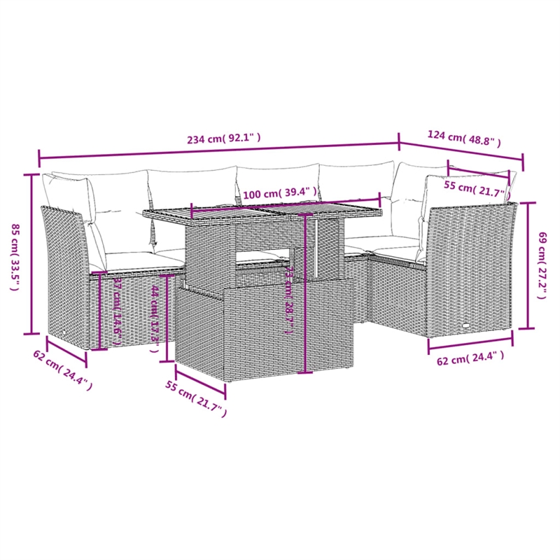 vidaXL 5 Piece Sofa Set in Black/White/Cream