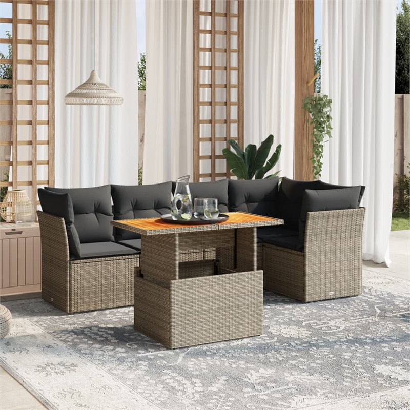 vidaXL 5 Piece Poly Rattan Sofa Set in Gray