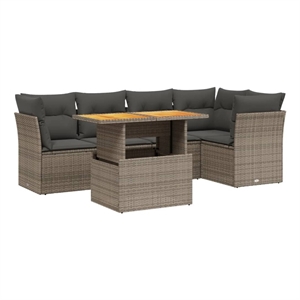 vidaXL 5 Piece Poly Rattan Sofa Set in Gray