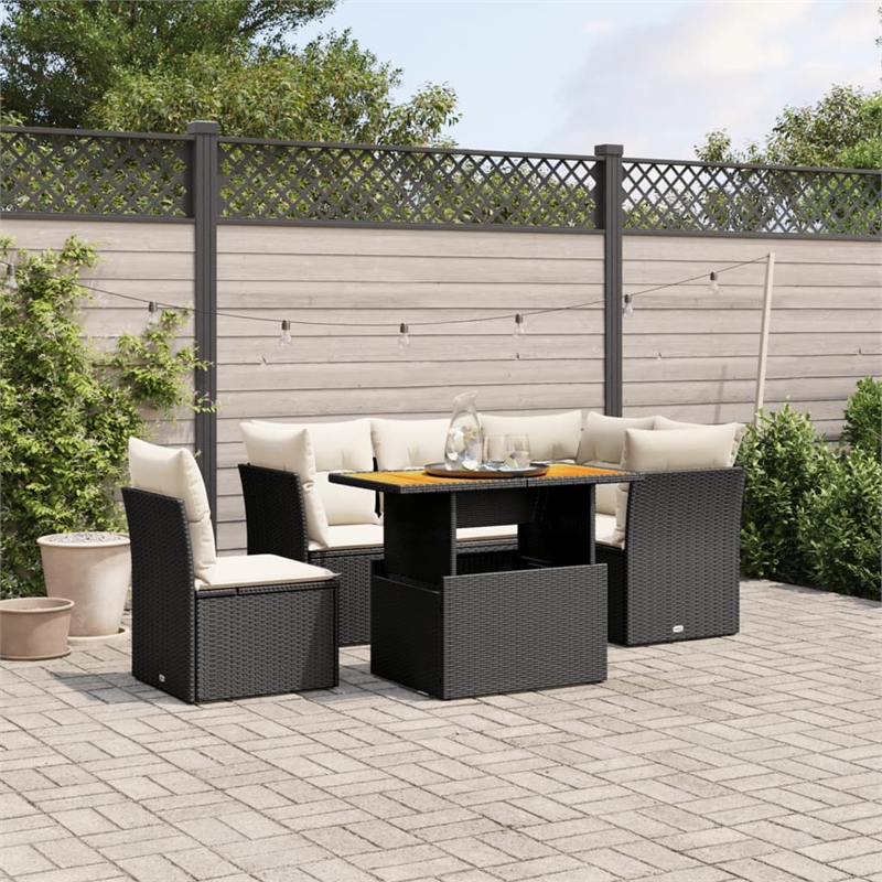 vidaXL 5 Piece Steel Sofa Set in Black/White/Cream