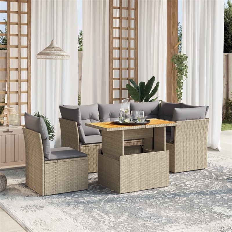 vidaXL 5 Piece Steel Sofa Set in Gray/Beige