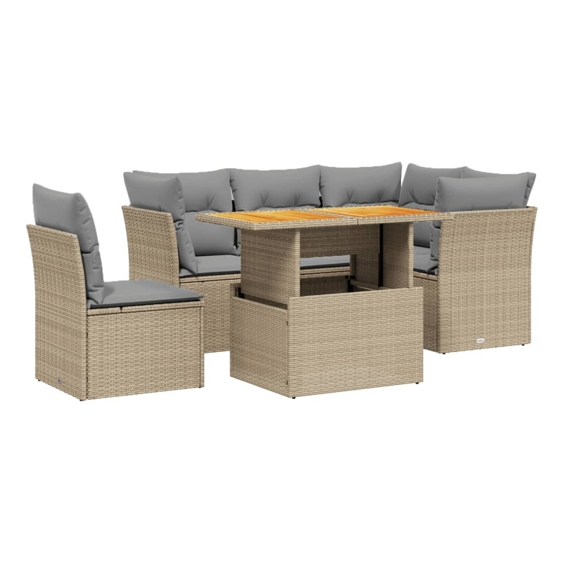 vidaXL 5 Piece Steel Sofa Set in Gray/Beige