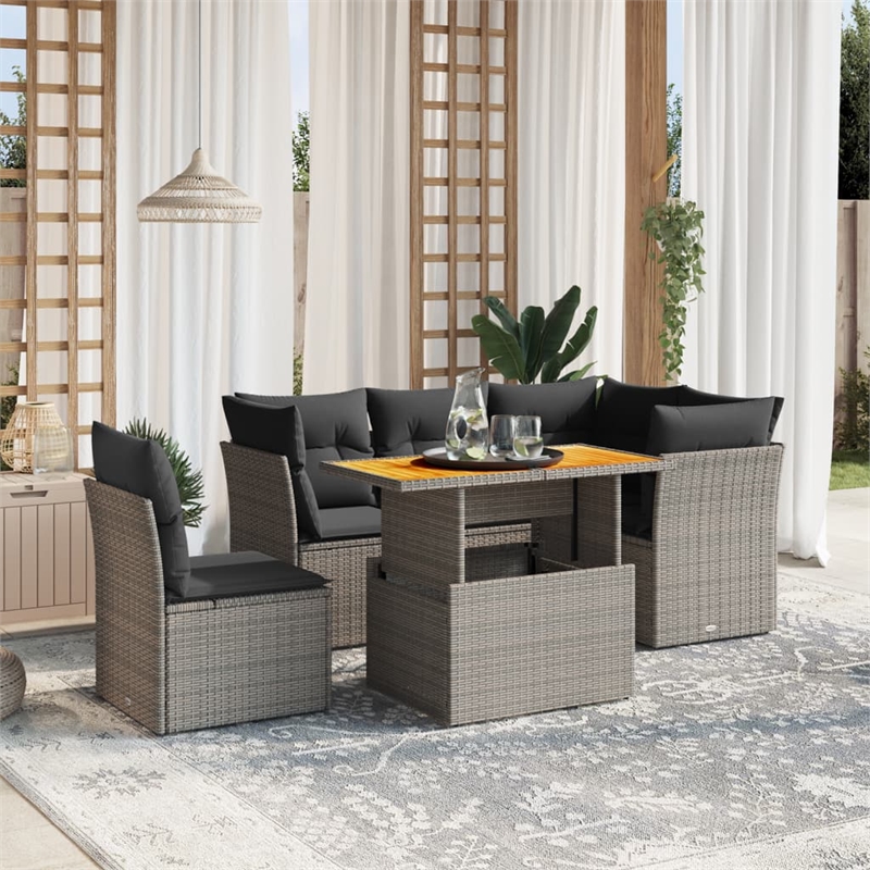 vidaXL 5 Piece Steel Small Sofa Set in Gray