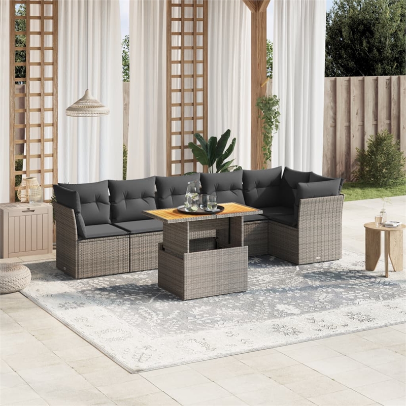 vidaXL 7 Piece Steel Sofa Set in Gray