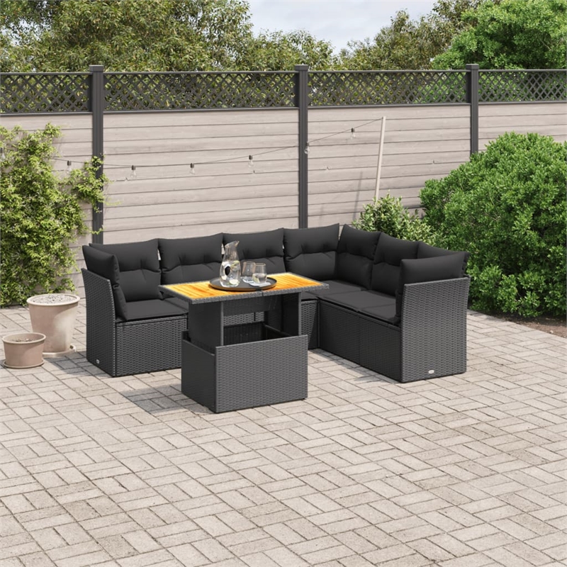 vidaXL 7 Piece Steel Sofa Set in Black