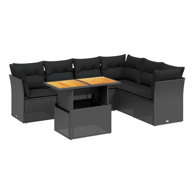 vidaXL 7 Piece Steel Sofa Set in Black
