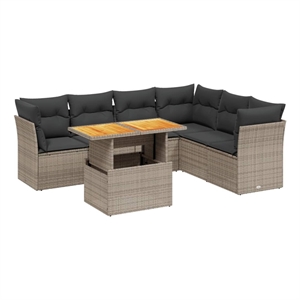 vidaXL 7 Piece Poly Rattan Sofa Set in Gray