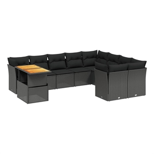 vidaXL 10 Piece Poly Rattan Sofa Set in Black