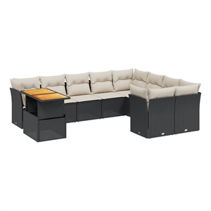 vidaXL 10 Piece Steel Sofa Set in Black/White/Cream