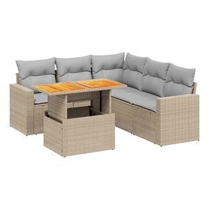 vidaXL 6 Piece Poly Rattan Sofa Set in Beige