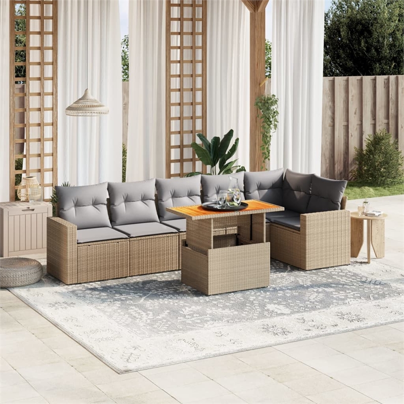 vidaXL 7 Piece Steel Sofa Set in Beige
