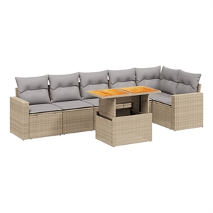vidaXL 7 Piece Steel Sofa Set in Beige