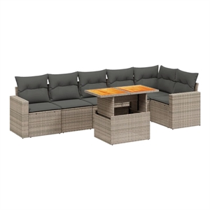 vidaXL 7 Piece Poly Rattan Sofa Set in Gray