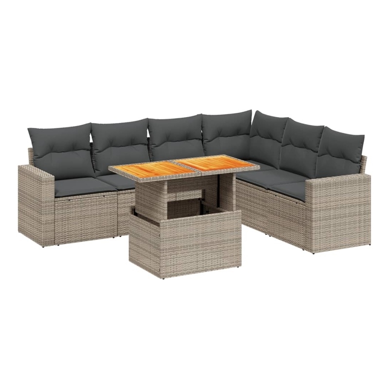 vidaXL 7 Piece Poly Rattan Small Sofa Set in Gray