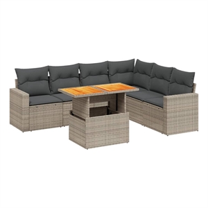 vidaXL 7 Piece Poly Rattan Small Sofa Set in Gray