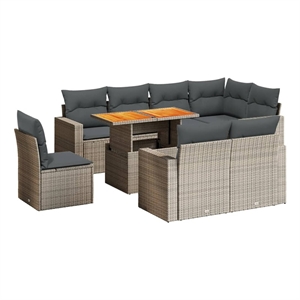 vidaXL 9 Piece Poly Rattan Sofa Set in Gray