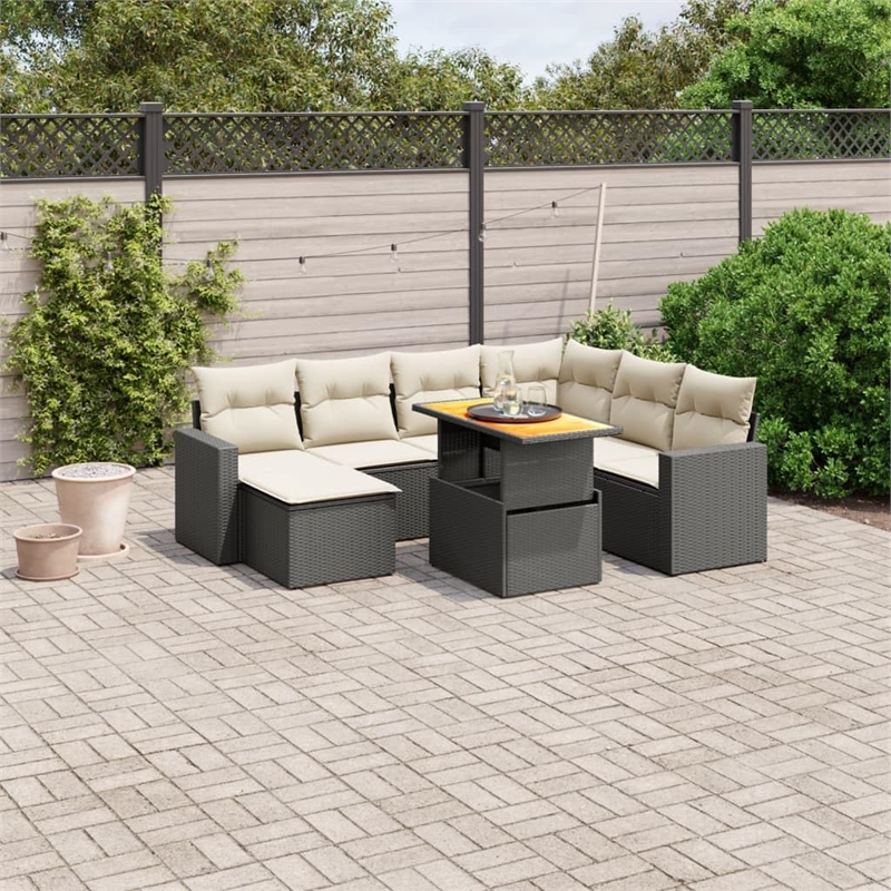 vidaXL 8 Piece Steel Sofa Set in Black