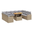 vidaXL 10 Piece Steel Large Sofa Set in Beige