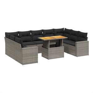 vidaXL 10 Piece Poly Rattan Sofa Set in Gray