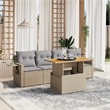 vidaXL 5 Piece Solid Acacia Wood Medium Sofa Set in Beige